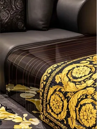 Elegant Black Gold Baroque Luxury Sofa