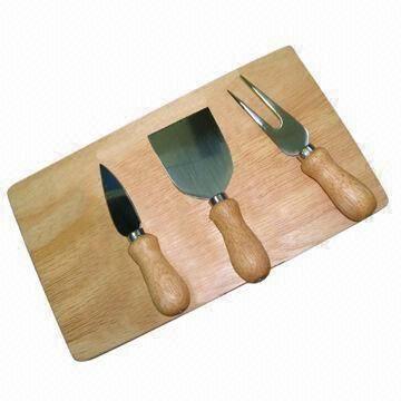 Pine Wood Cheese Set with Hard Wood Handle and 14 x 1.5mm Hard Cheese Knife