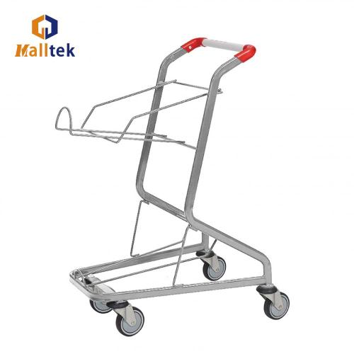 Zinc Plated Grocery Shop Two Basket Trolley