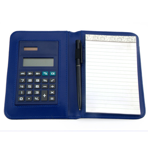Calcolatore su ordinazione del taccuino di cuoio con la penna