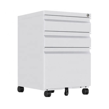 Mobile Pedestal Storage Cabinet: Removable Metal 3-Drawer File with Lock for Office Use