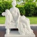 Marble Seated Lady Statue Elegant Garden Sculpture