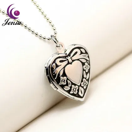 Jenia Gold Plated Jewellery Bead Chain Necklace Heart Locket Pendant Necklace