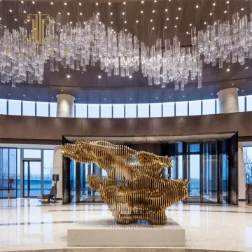 Oversized Long Hanging K9 Crystal Hotel Hallway Chandelier