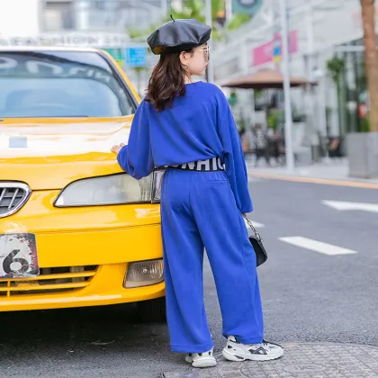 High quality girls 100% cotton sweat suit solid color hip hop 2-piece set girls sweat suit