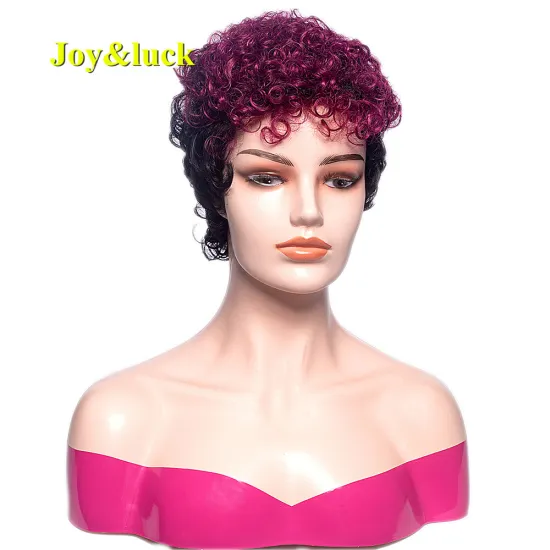 Wholesale African Wigs Black Ombre Purple Cosplay Wig Ladies Hair Natural Short Kinky  Curly for Black Women Synthetic Hair Wigs
