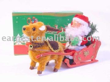 SANTA CLAUSE WITH DEER PULLING CART