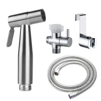 Stainless Steel Handheld Toilet Bidet Sprayer Set Kit with Shut Off T Adapter