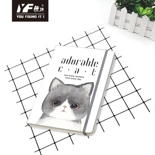 Caderno de papelaria de estilo adorável de gato personalizado com diário de cinta elástica
