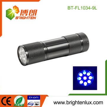 Factory Wholesale 3*aaa Battery Used Cheap Aluminum Pocket Black light 9 led UV Torch Light for Dollar Store