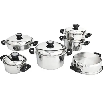 5 Ply Stainless Steel Waterless Greaseless Cookware Set - 10pcs Induction Compatible Kitchenware