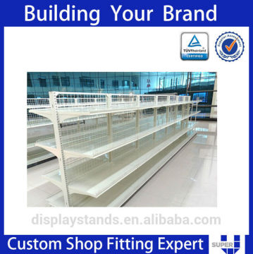 Powder coated MDF supermarket shelf heavy duty double side store rack