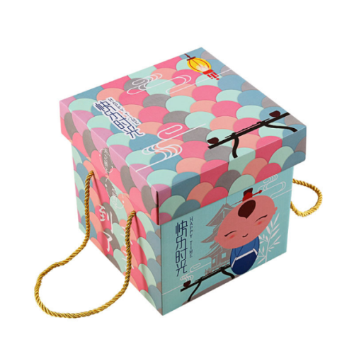 Square Gift Box Colorful with Rope Handle