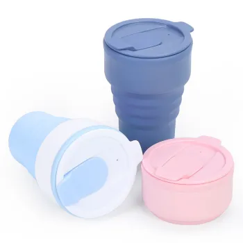 Wholesale Custom Iced Reusable Coffee Portable Travel Sports 375ML Collapsible Silicone Water Cup with Lids