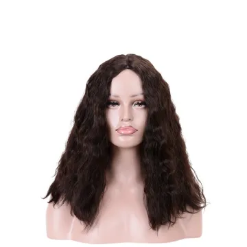 wholesale Synthetic wigs long dark brown hair natural water wave and deep curly hair synthetic hair wigs for women