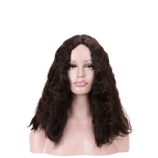 wholesale Synthetic wigs long dark brown hair natural water wave and deep curly hair synthetic hair wigs for women