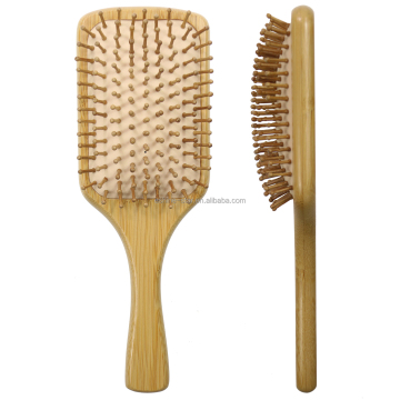 Hot Sale Natural Bamboo Paddle Brush with Air Cushion Massage for Detangling Hair and Scalp