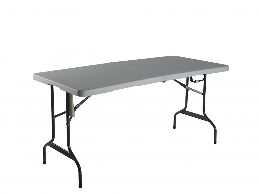 White plastic fold up tables