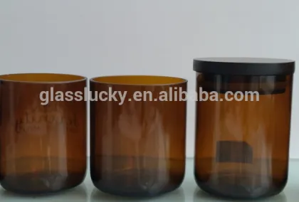 hot sale amber glass gar with netal lid