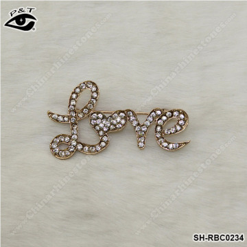 Rhinestone Brooch Pins Letter Love Shaped Rhinestone Brooch Pins For Decoration