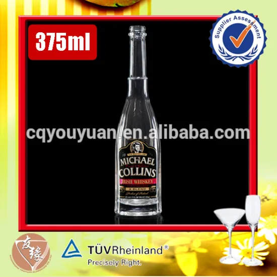 Luxury 50ml 375ml 750mlf Whisky Spirits Good Flint Glass Long Neck Clear Glass Bottle