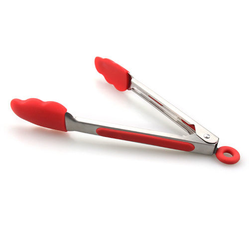 Heat Resistant Rubber Handle Silicone Plastic Salad Tongs