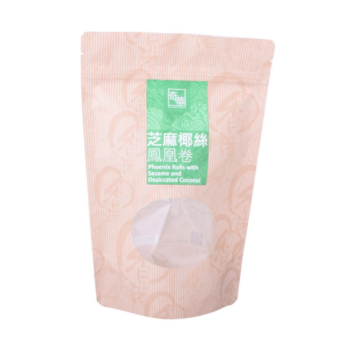 Cremallera compostable Stand Up Kraft Bag con ventana