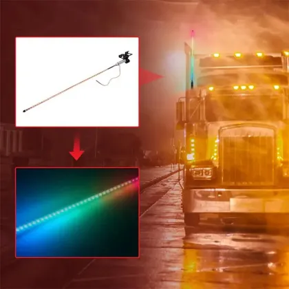 24V LED RGB Truck Antenna Light - Colorful Streamer Flashing Pilot Lights for Trunk