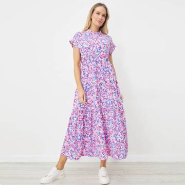 Mode pour femmes entièrement les fleurs imprimées robes longues