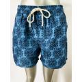 Blue vintage print men's beach shorts