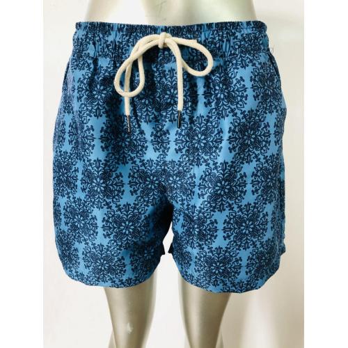 Blue Vintage Print Heren Beach Shorts