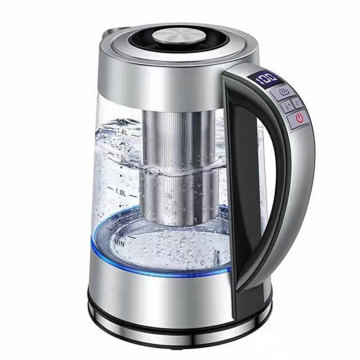 Electric Glass Kettle with Built-in Blue LED Light, Warm Keep Function, Adjustable Temperature, Digital Control, and Tea Filter