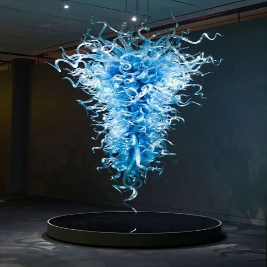 Chihuly Style Custom Hand-Blown Frosted Glass Chandelier