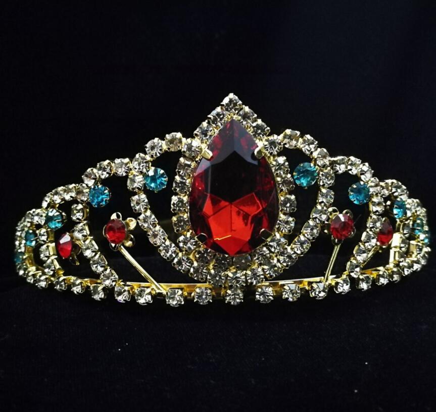 Big Red Stone Birthday Crown Tiaras For Children