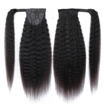 Wholesale Wrap Around Ponytail Straight Curly Body wave Human Hair Drawstring Ponytail Extension