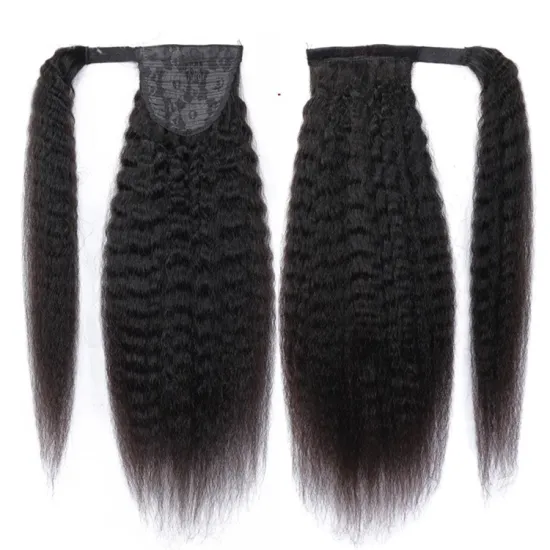 Wholesale Wrap Around Ponytail Straight Curly Body wave Human Hair Drawstring Ponytail Extension