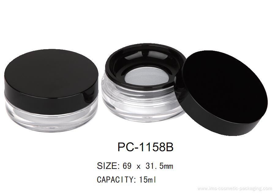 Plastic Round Cosmetic Loose Powder Container PC-1158B