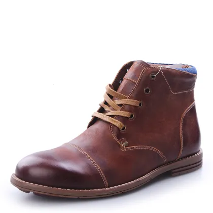 red genuine leather vamp fashion style mens ankle boots