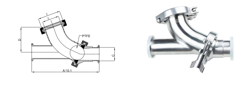 Sanitary Y-ball check valve