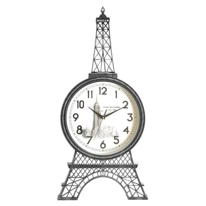 Antique Craft Eiffel Tower Shape Plastic Wall Clock with Quartz Movement