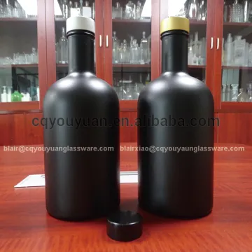 Screw Top Black Matte Glass Bottles Spirit 750 ML Glass Bottle with Cork