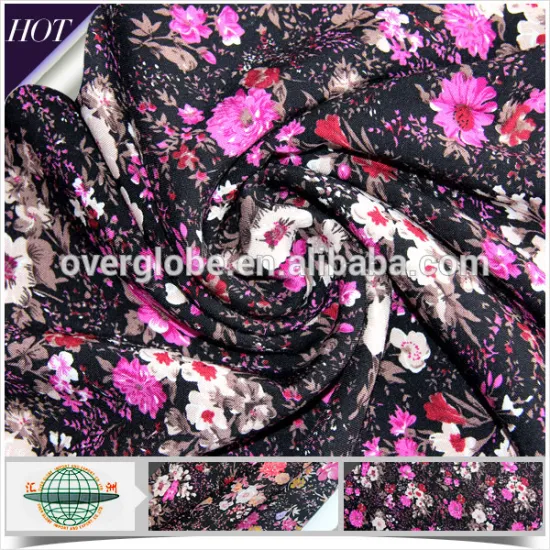 Rayon voile printed fabric for lady cloth