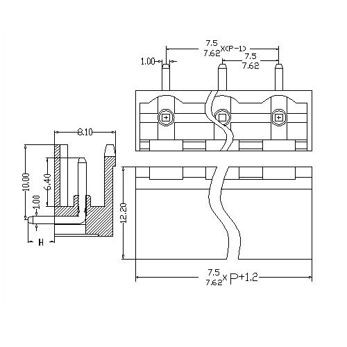 AT2500R-7.5／7.62XXXX-PQ Plug-in Terminal Block Close Right-Angle Pitch7.5／7.62 