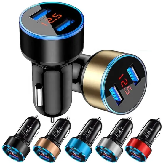 15W Digital Display Car USB Charger Dual Ports QC3.0 QC2.0 Fast Charger for iPhone Samsung Tablet - New Product 2022