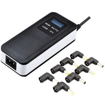 Automatic Voltage Adjust 110 to 240V 90W Universal Laptop Adapter with LCD Display, 5V 2A USB Por