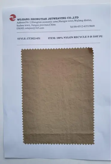 100% Nylon recycled f-d 310t taffeta pu coating