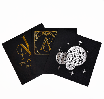 Wholesale Luxury Black Cocktail Paper Napkins Printed Logo