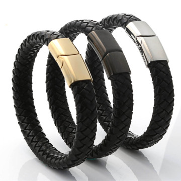 Low MOQ High Quality European Classic Leather Bracelet with Magnetic Clasp