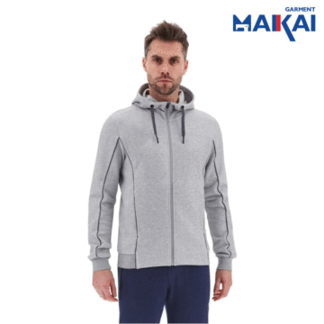 Camisas masculinas de manga comprida com capuz e zíper