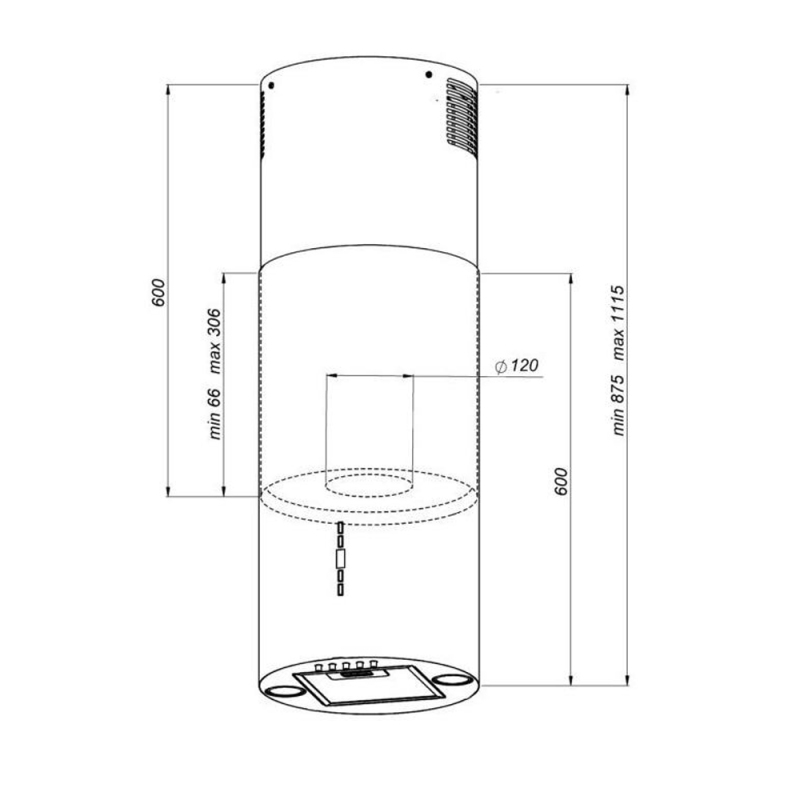 Black Oval Hanging Island Cooker Hood Extractor Fan for Kitchen Islands 3 Mode Range Hoods